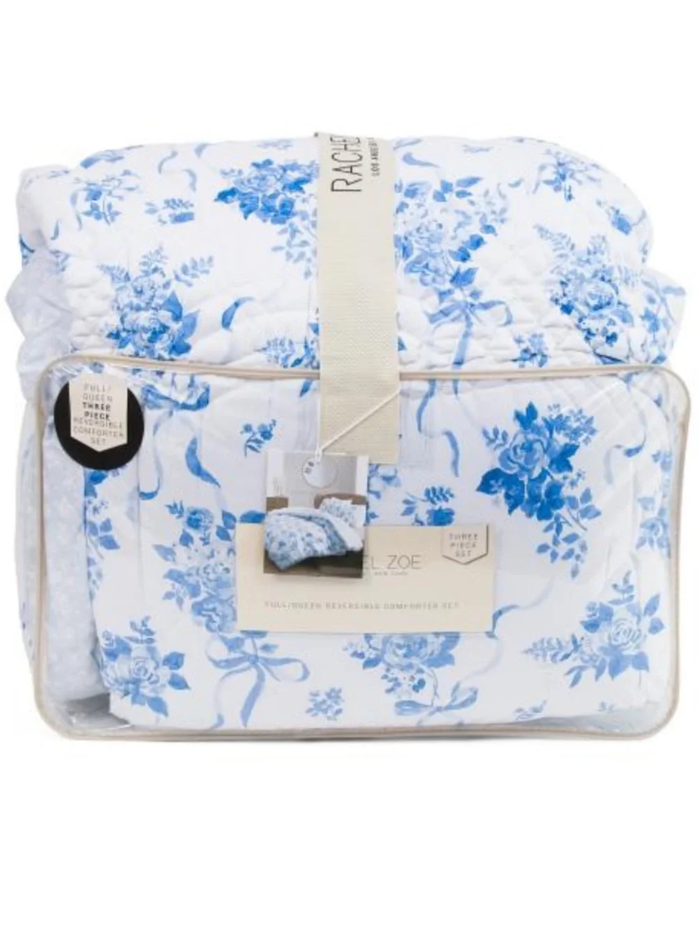 Rachel Zoe White and Blue Floral Comforter Set